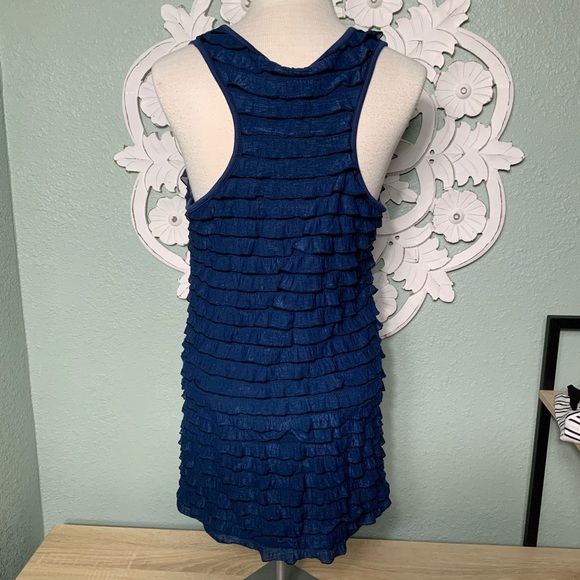 INC Blue ruffled racerback Tunic blouse size xl - Picture 5 of 8